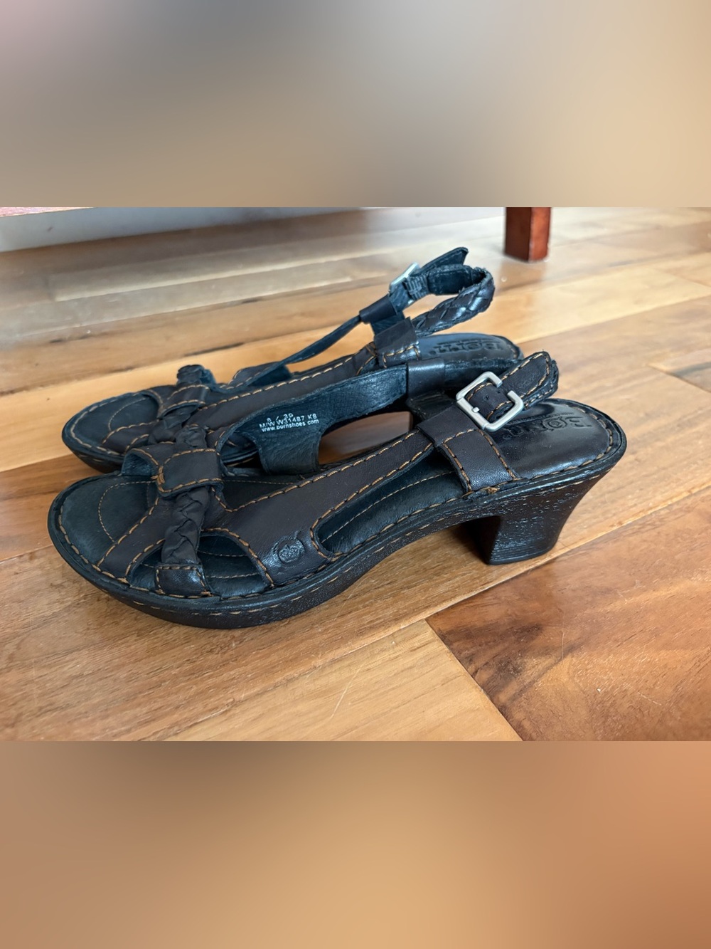 Born Braided Slingback Heels in Black with Buckle
